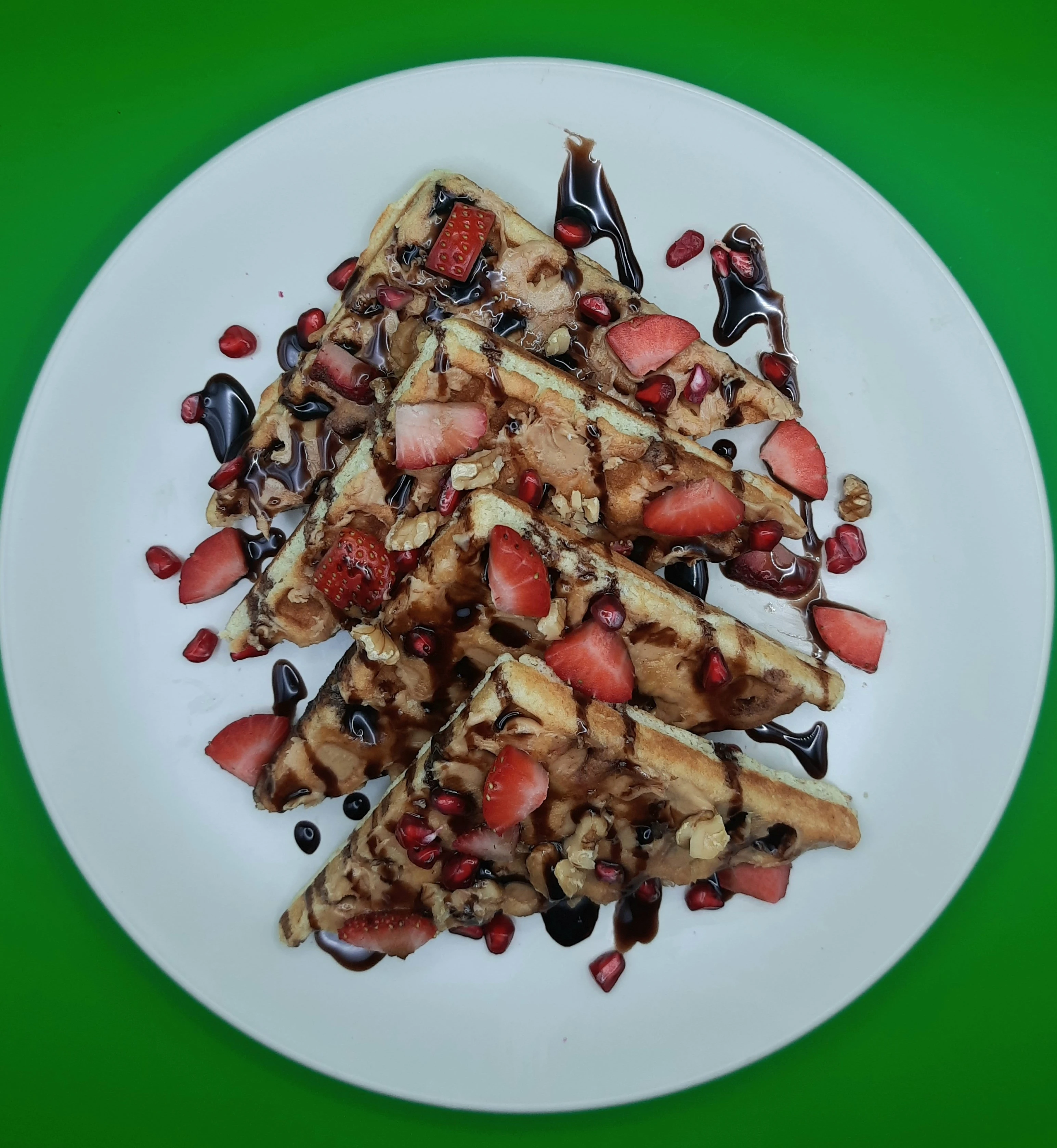 Waffles with peanut butter