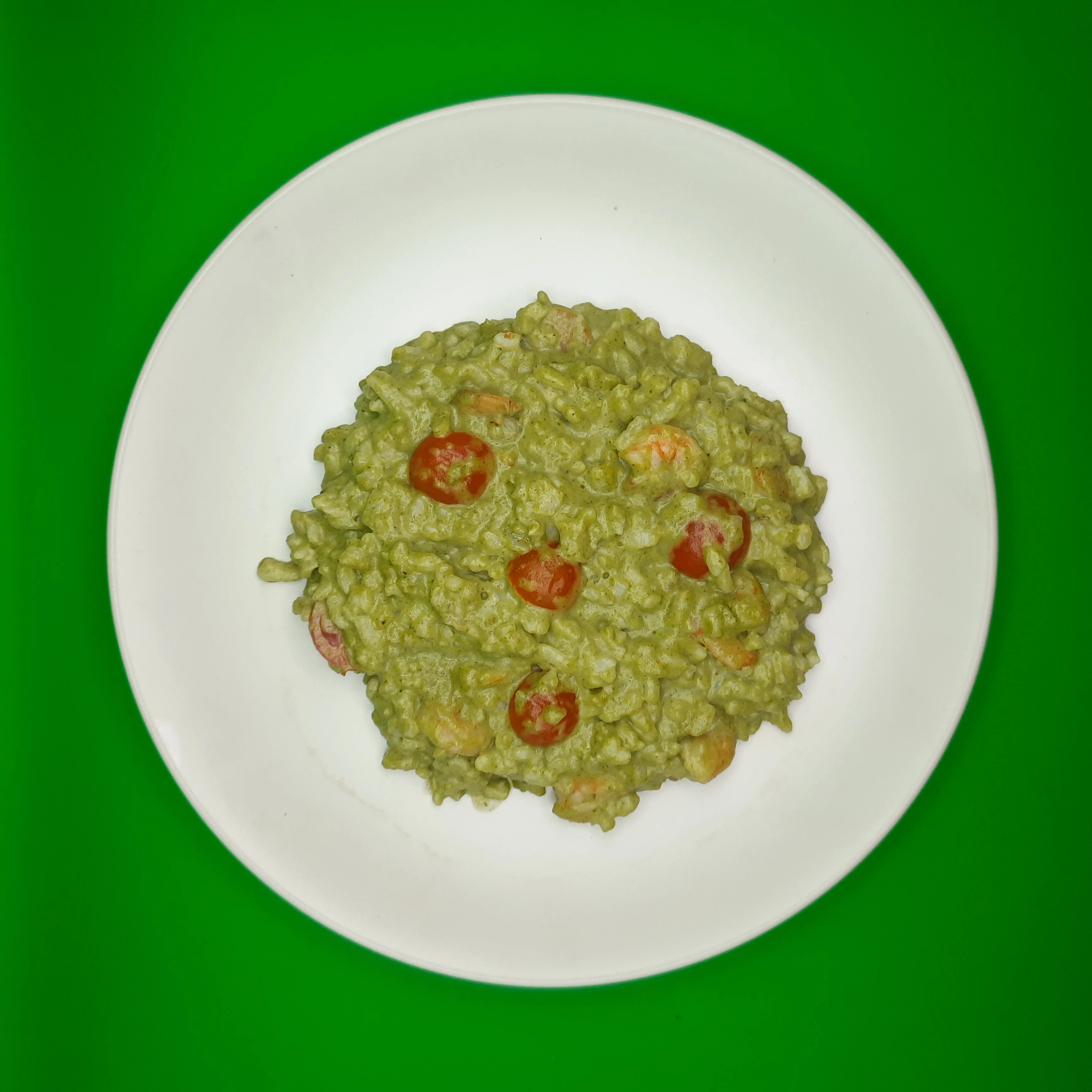 Pesto shrimp risotto