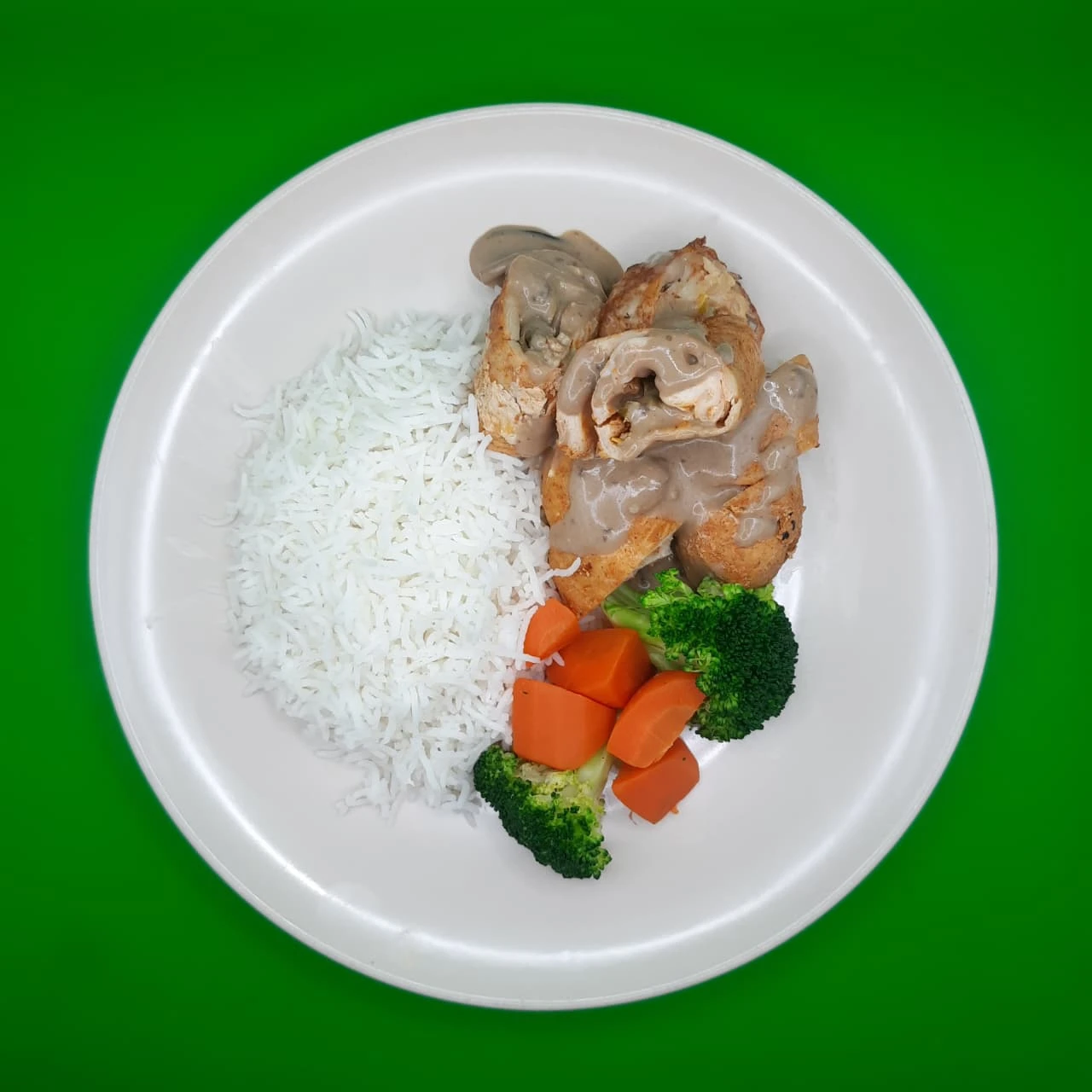Chicken roll with white rice